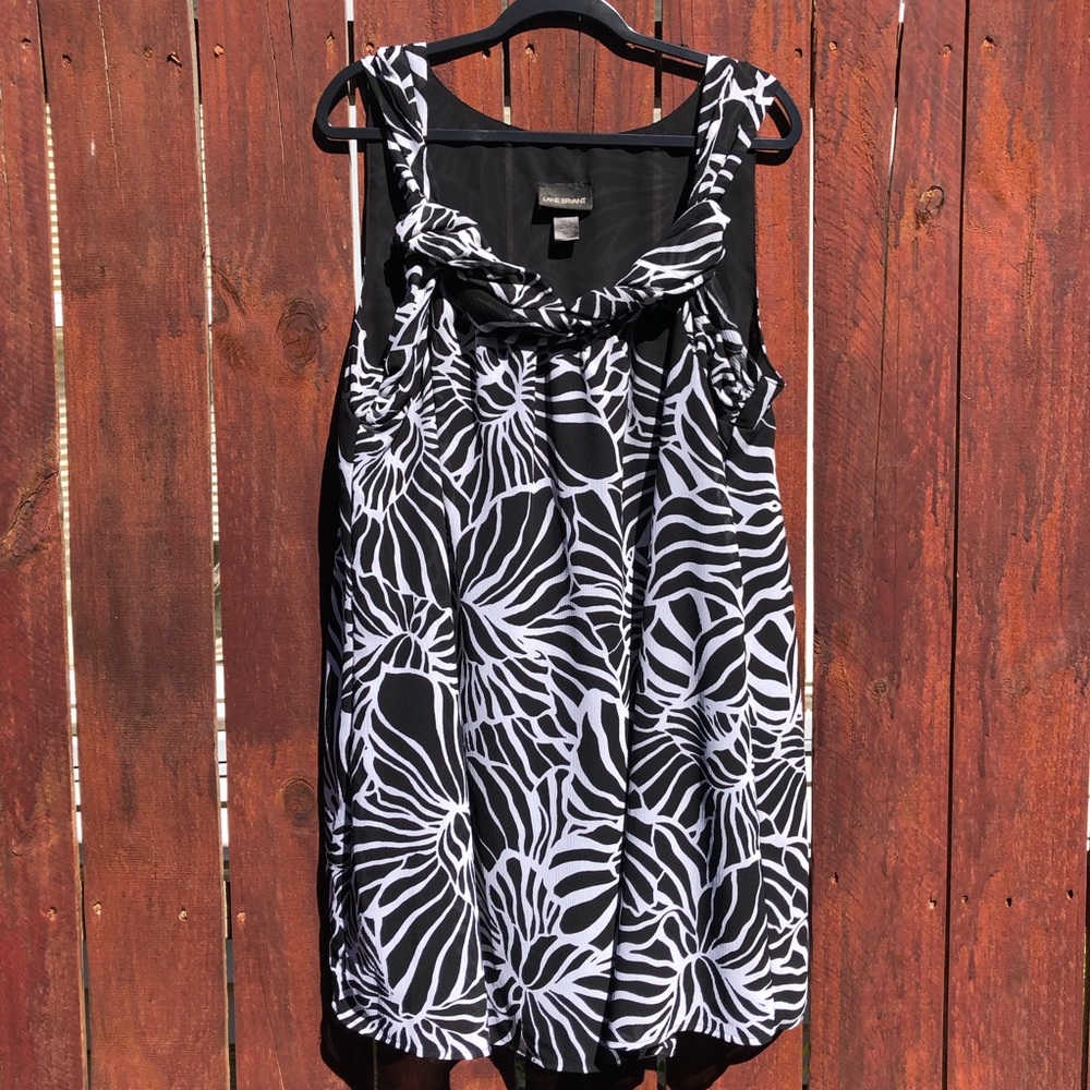 Lane Bryant knotted sheer over sheer knee length dress, sleeveless, floral